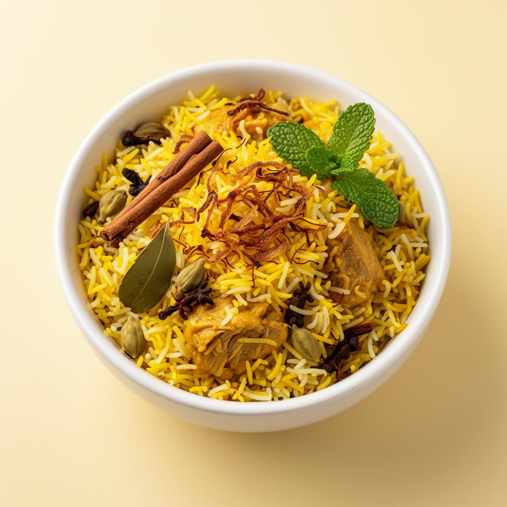 Cooked Spicerra Biryani Masala in a bowl