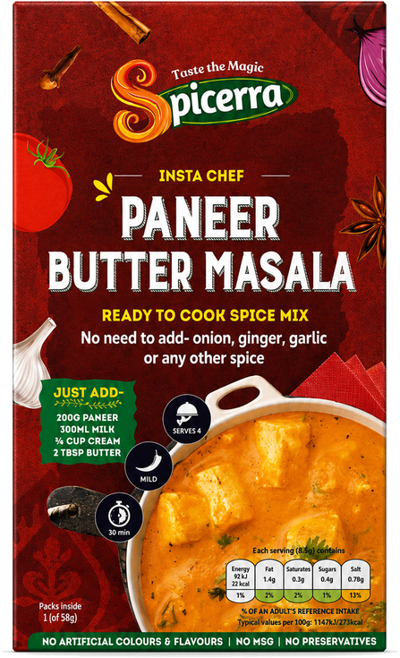 Spicerra Paneer Butter Masala ready-to-cook Indian curry mix